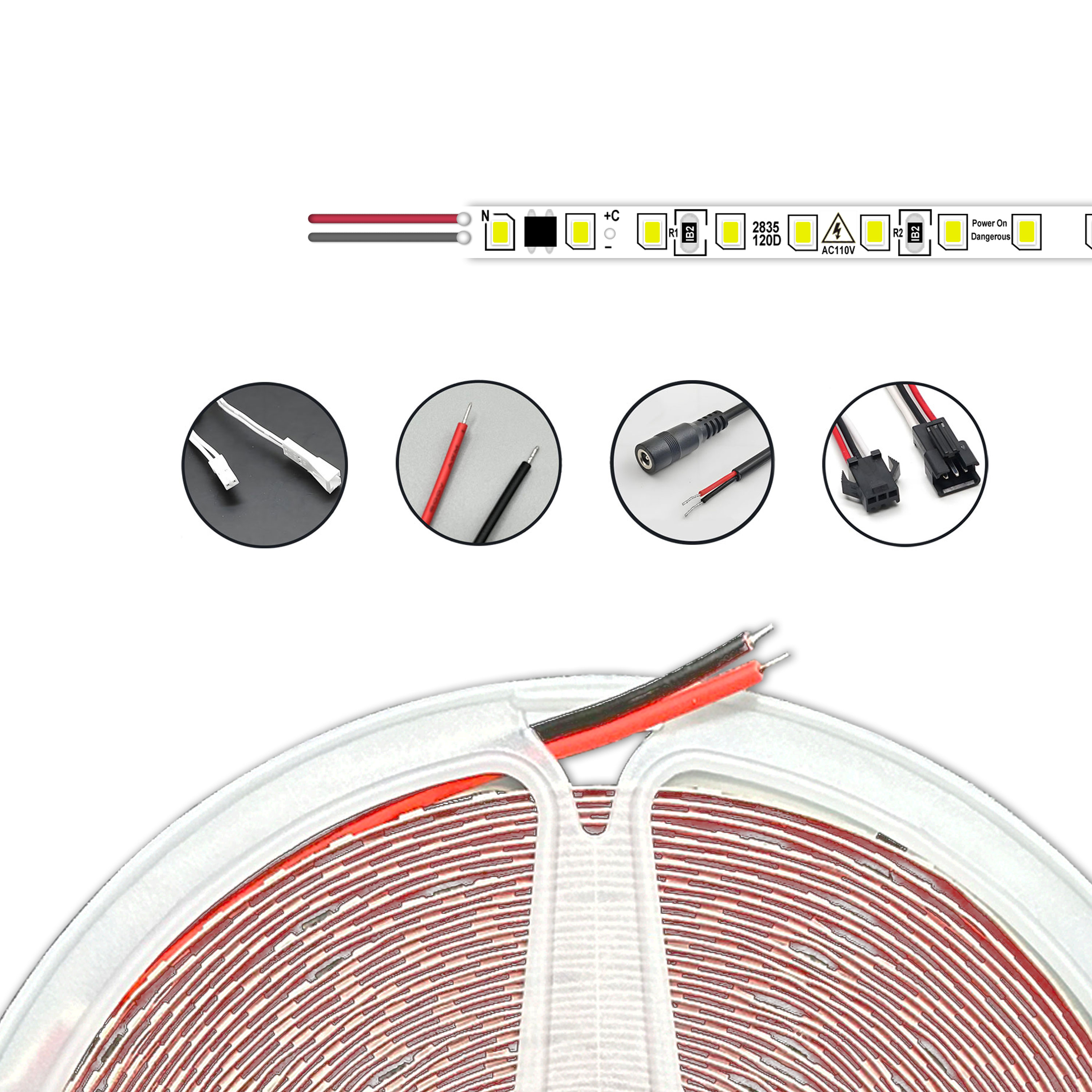 Customizable SMD2835 110V LED Strip 120D/60D High Voltage App Control Cuttable IP65-Cold White Warm White-6500K 2700K Color