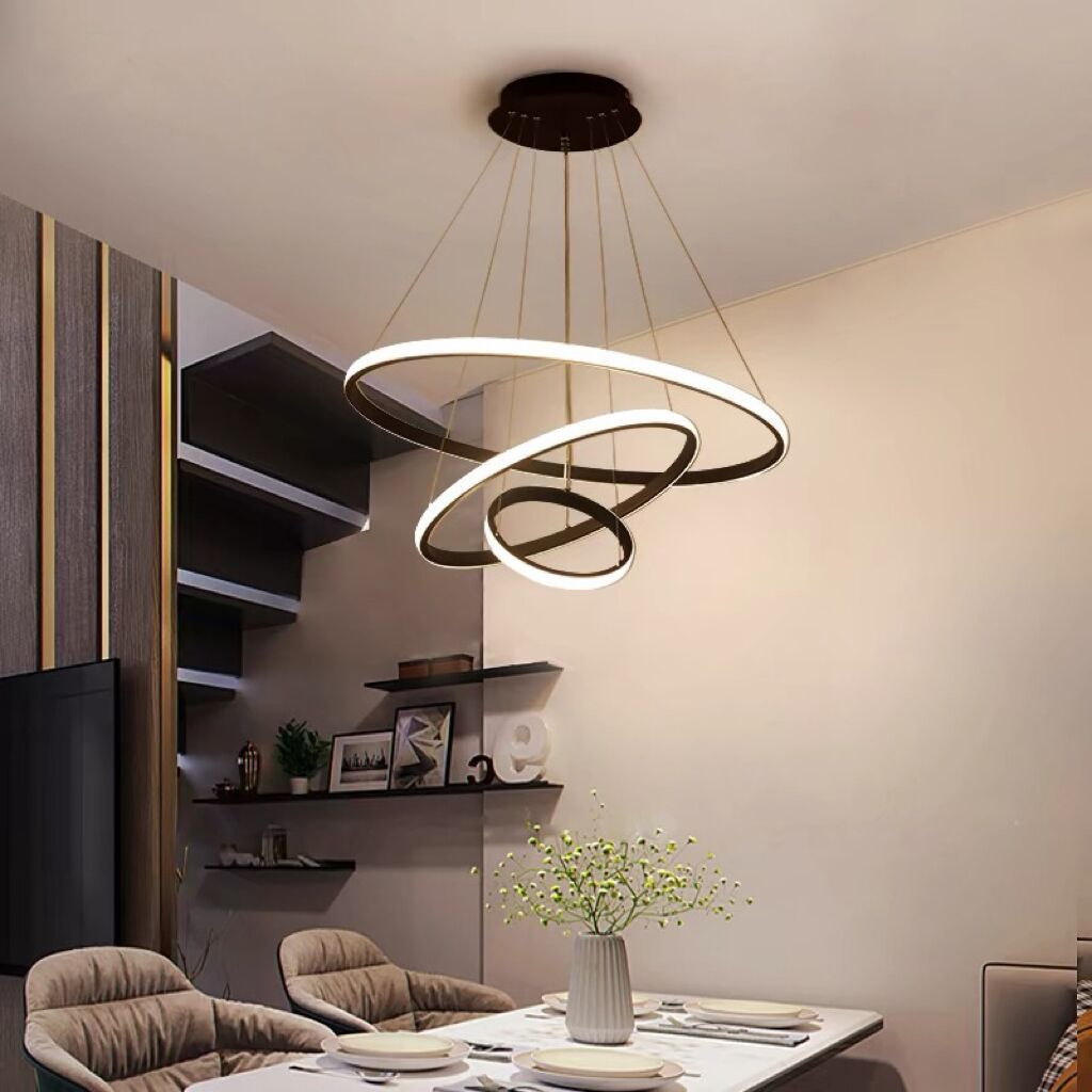 Hot Sale Modern Style Villa Home Decorative Acrylic LED Hanging Ring Chandelier Pendant Light