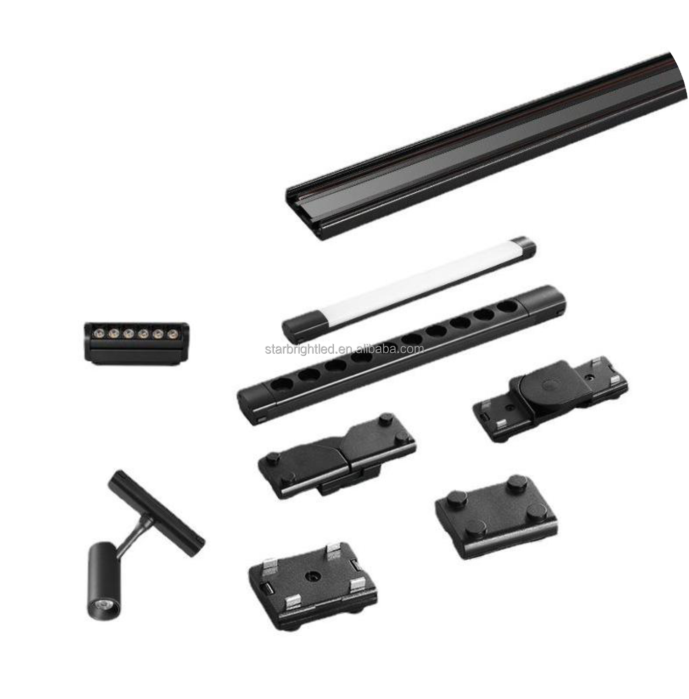 Ultra-Thin 30W LED Magnetic Track Light Aluminum Alloy Housing with Adjustable Modern Rail Lighting Black for Mall Use