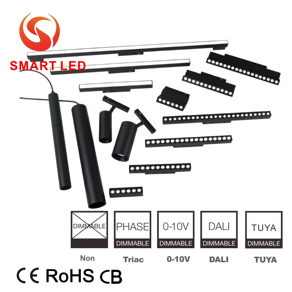 DC48V Magnetic LED Track Light Rail Recessed Surface Mounted Rail System Linear Grille Spotlight for Luxury Villa