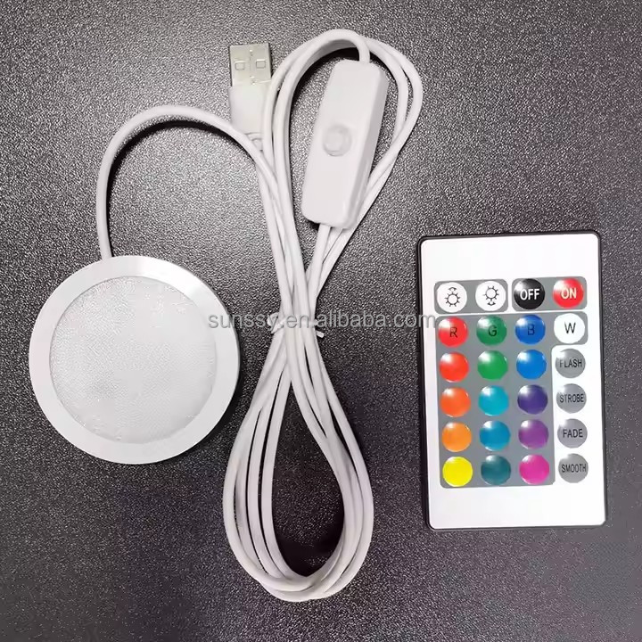 RGB Bambu Lab Puck Light With Remote Control USB Rechargeable LED 3D Printer Lamp Under Cabinet Counter Lighting Thin Round Lamp