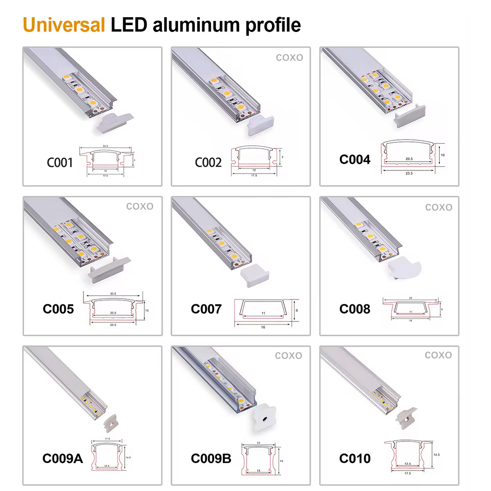 Slim Recessed Aluminum LED Channel Profile With Diffuser Cover For Cabinet Wall And Ceiling LED Strip Light Installation