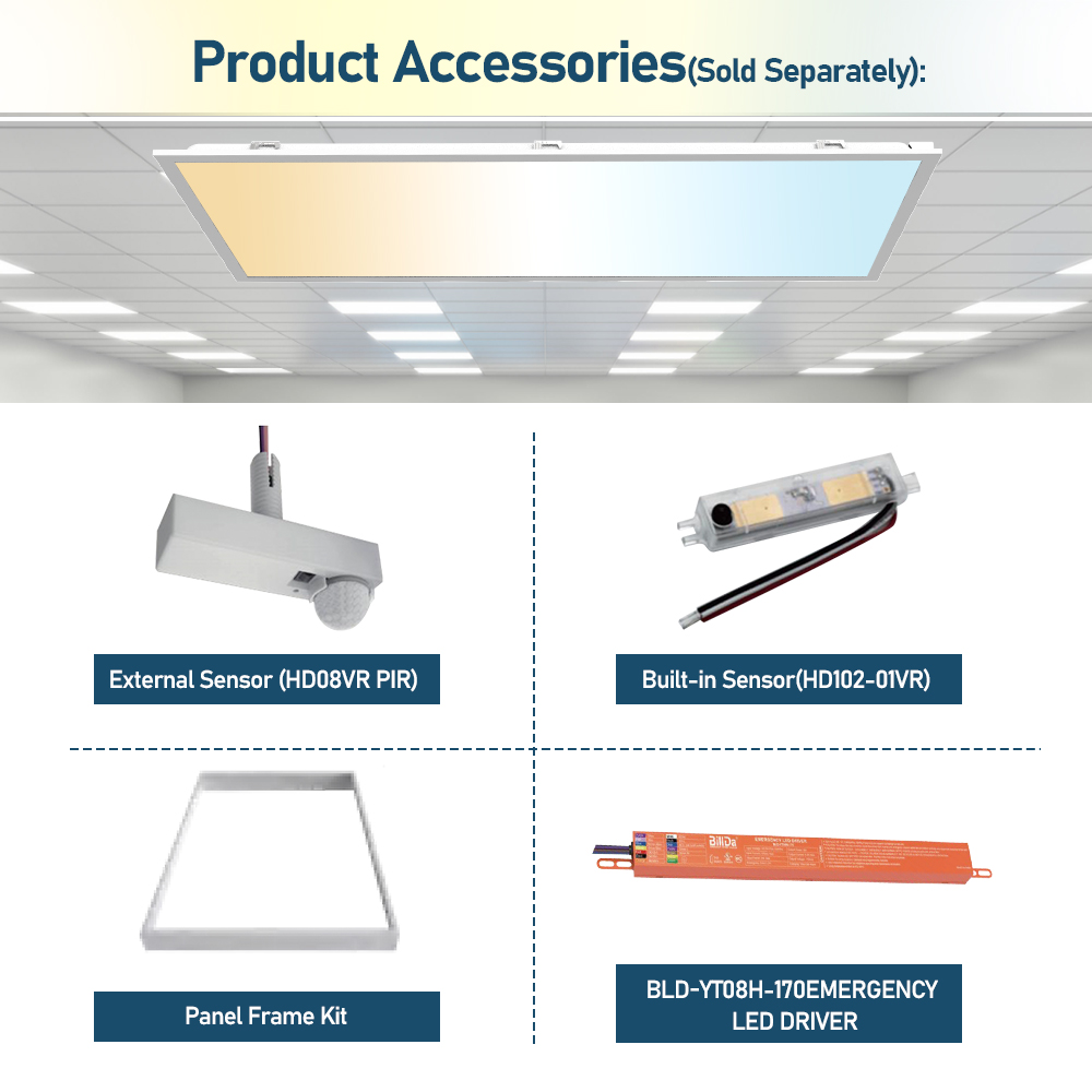 US Stock 2x4 LED Panel Light 5CCT And 5Power Selectable 0-10v Dimmable, AC120-277V, 50W 6500LM Drop Ceiling Light For Office