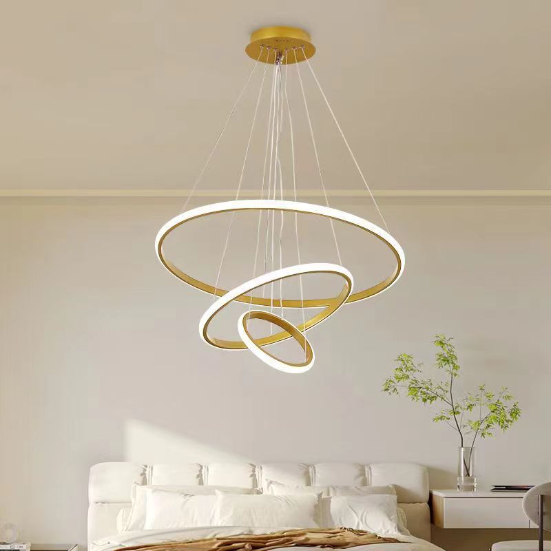 Hot Sale Modern Style Villa Home Decorative Acrylic LED Hanging Ring Chandelier Pendant Light