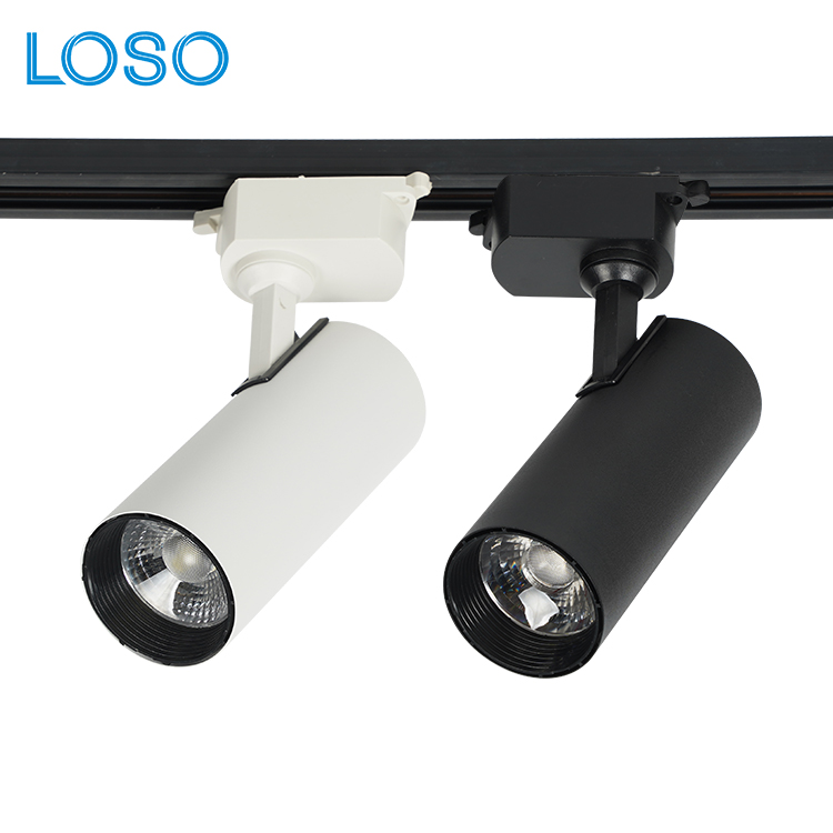 LOSO High Quality Commercial Lighting White Black Aluminum 10W 20W 30W 40W Ceiling LED Track Light