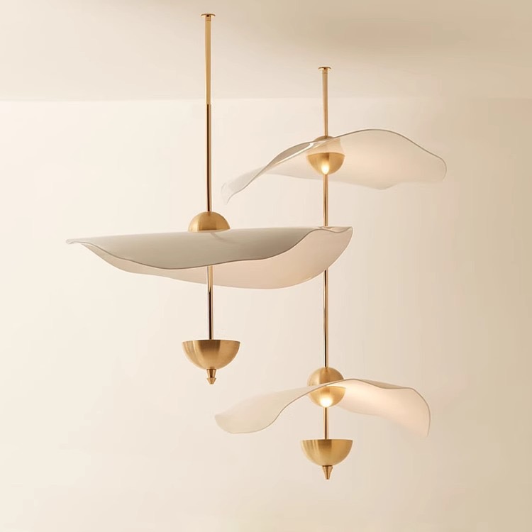 Wholesale Price Lotus Leaf Chandelier Acrylic Metal Minimalist Art Deco Pendant Light for Living Room Dining Table
