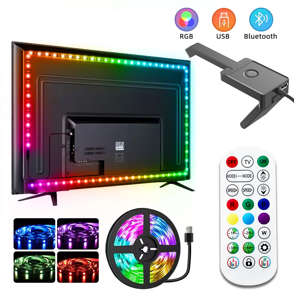 Smart TV LED Backlight Camera PVC 3M IP20 Waterproof RGB Strip Light with Sync &amp; Music APP Control