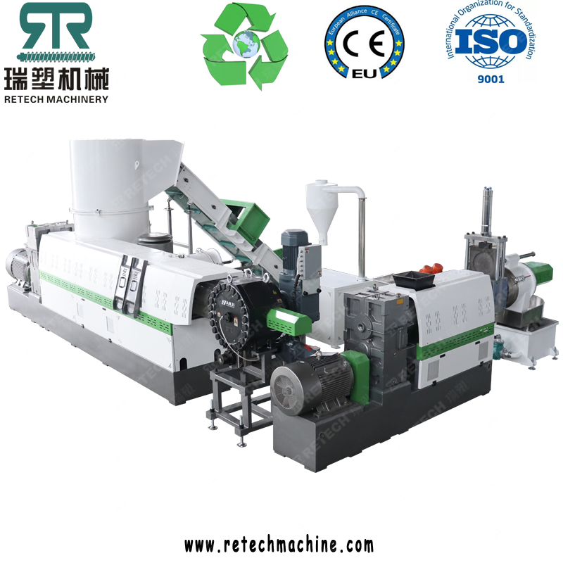 خط إنتاج إعادة تدوير البلاستيك PE/PP/HDPE LDPE LLDPE BOPP/PS/ABS/PET/PVC/EPS/EPE/EPP/PC/فيلم/شبكة/غير منسوجة/حقيبة/ألياف ماكينة التحبيب