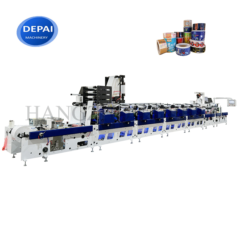 Dp-450-8 آلة طباعة الملصقات الرقمية من نوع بتلة مع محرك سيرفو ملون لطباعة الملصقات الأفقية بتقنية الفلكسو