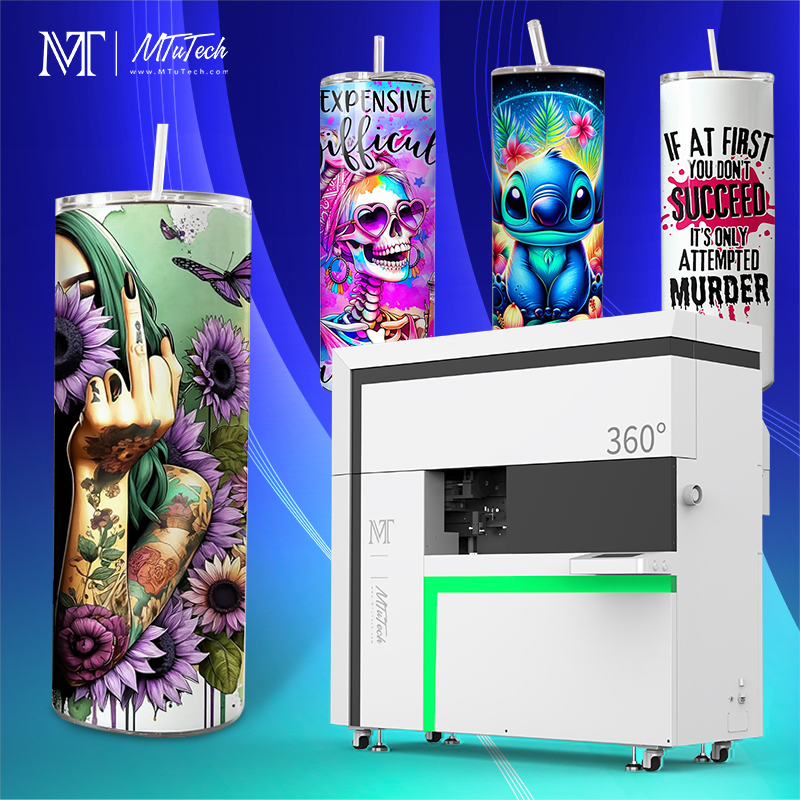 MTuTech طابعة نافثة للحبر 360 طابعة UV دوارة آلة طباعة زجاجات المياه والأكواب والزمزميات