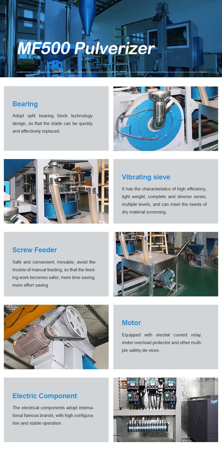 20-120mesh آلة طحن مسحوق البلاستيك لإعادة تدوير PP/PE/Pet/ABS/EVA/PVC/WPC/UPVC HDPE LDPE LLDPE نايلون
