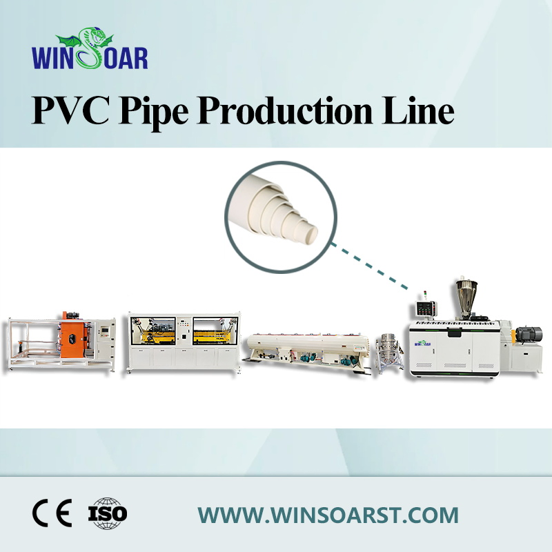 خط إنتاج آلة تصنيع أنابيب المياه والكهرباء من بلاستيك PVC/CPVC UPVC (آلة البثق، السحب، القطع، اللف، التوسيع)