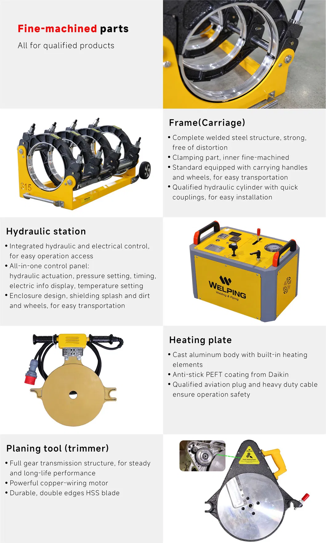 315mm آلة لحام أنابيب HDPE