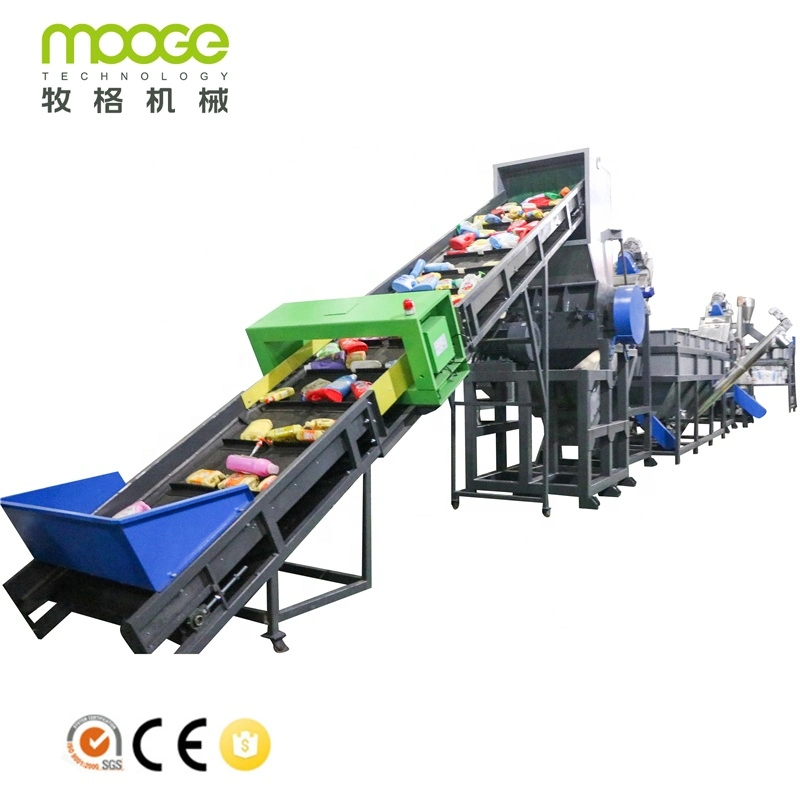 خط إنتاج سحق وغسل وإعادة تدوير زجاجات البلاستيك من نوع HDPE وLDPE وPP وPE وPET وقطع الفيلم والأكياس المنسوجة