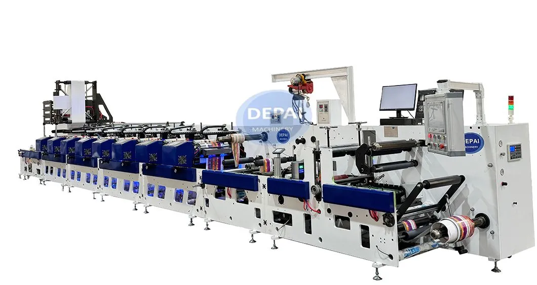 آلة طباعة الملصقات الرقمية من نوع بتلة مع محرك سيرفو ملون لطباعة الملصقات الأفقية بتقنية الفلكسو