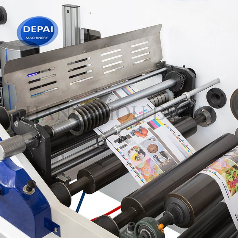 Dp-450-8 آلة طباعة الملصقات الرقمية من نوع بتلة مع محرك سيرفو ملون لطباعة الملصقات الأفقية بتقنية الفلكسو