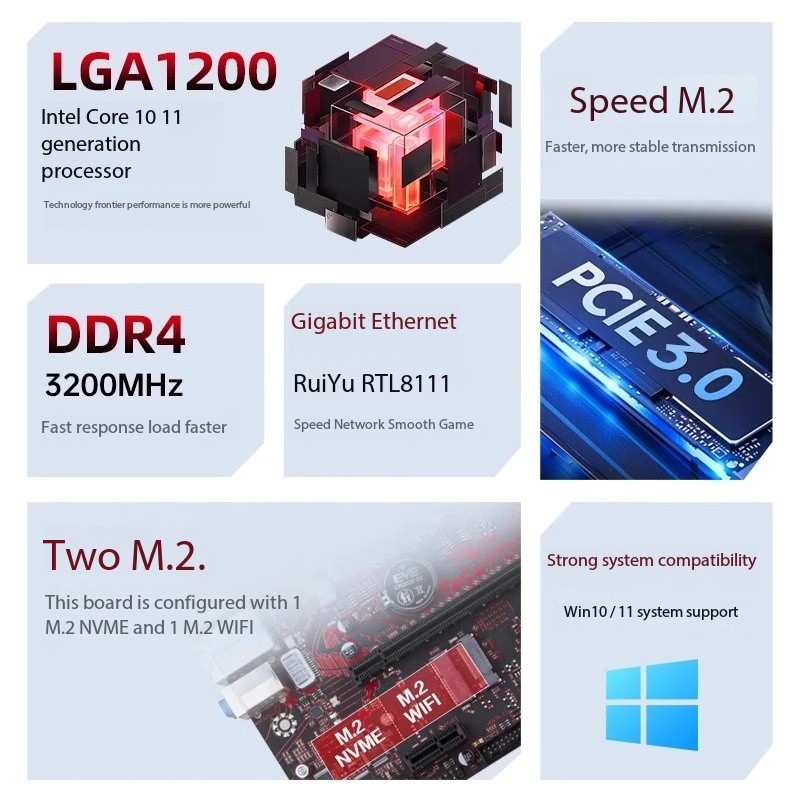 Computer Motherboard H510M-A I5 10400F DDR4 Xianglong 400 Battle Edition for Core Motherboard Desktop Computers