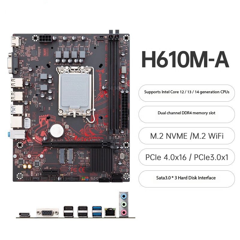 Computer Motherboard LGA1700 Processor H610 Chipset 2 * DDR4 for H610 Core Desktop Motherboard Computer Motherboard