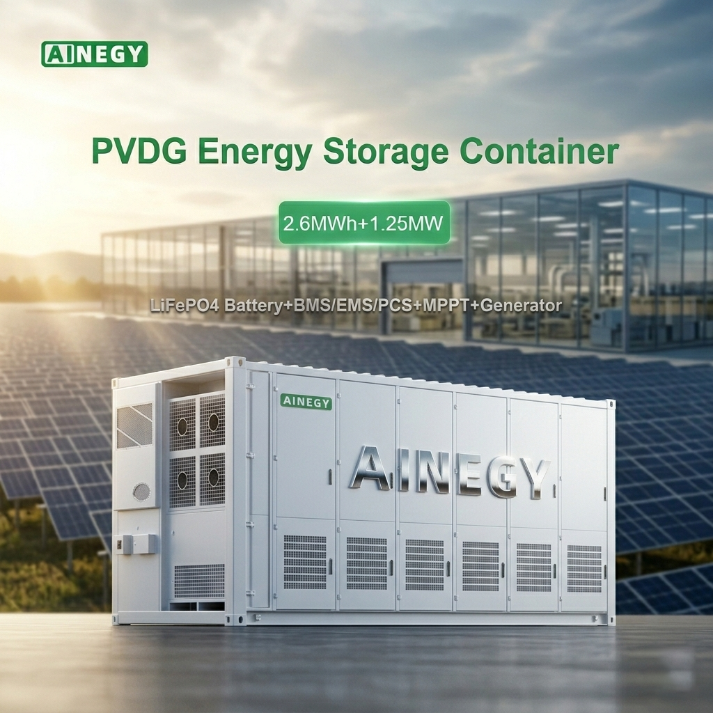AINEGY Outdoor Battery Energy Storage Container , Commercial Industrial BESS Solution for Load Shifting Demand Charge Reduction
