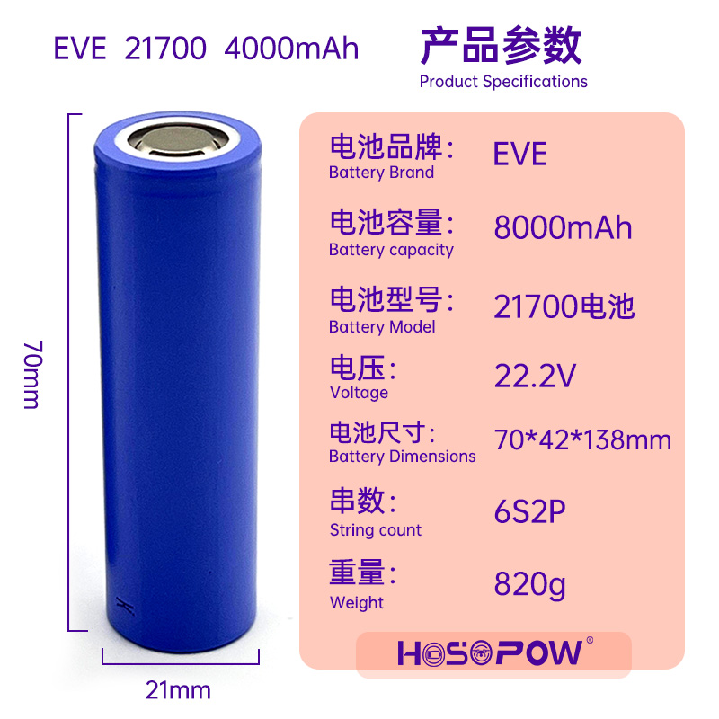 21700 Cells 4000mAh 5000mAh 8000mAh 8400mAh 22.2V 6S2P Cylindrical Lithium Ion Batteries Agricultural Drone Battery Pack