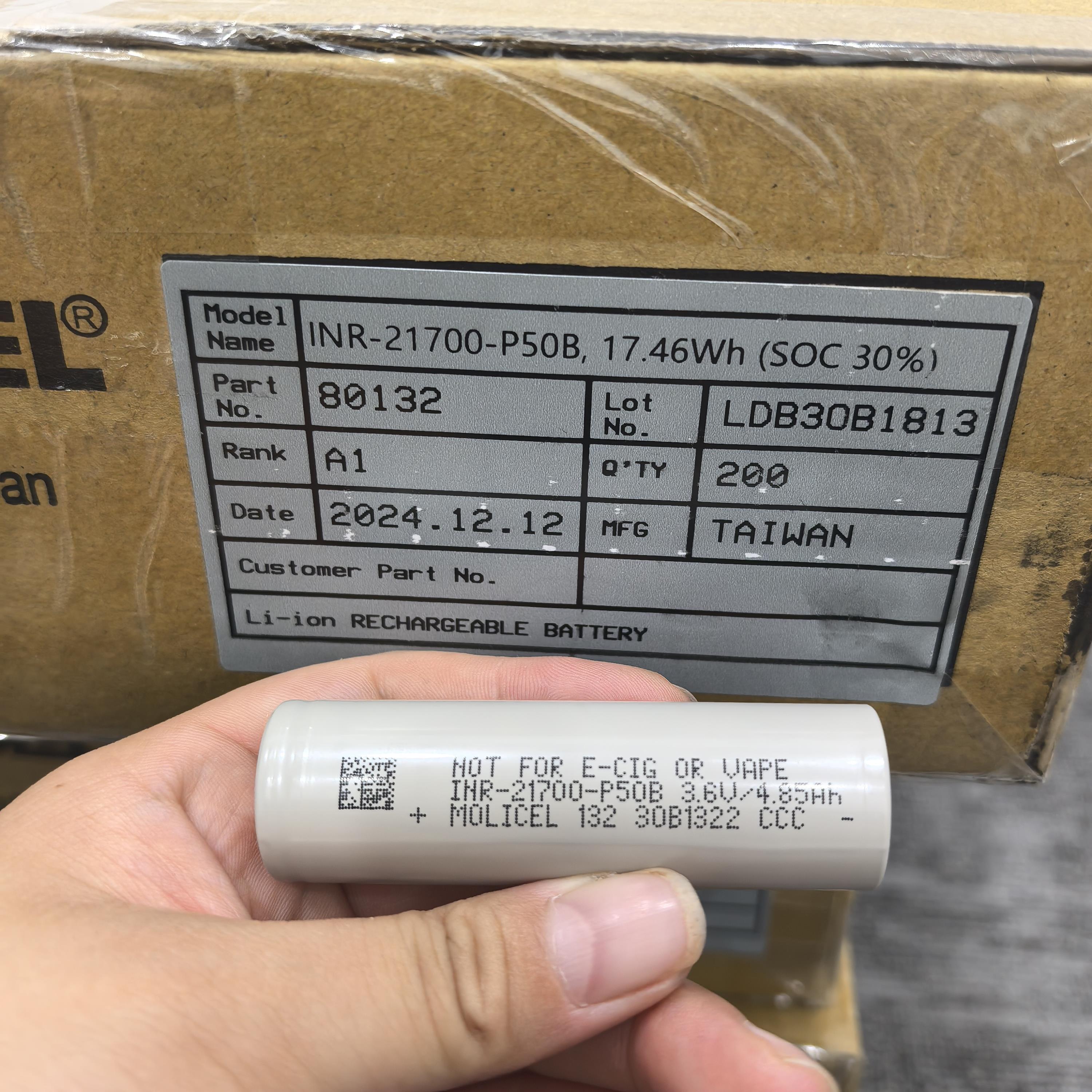 21700 Size Li Ion Battery Lithium ion Battery Cell Cell 3.6V 5000mAh For Portable Power Bank And DIY Projects