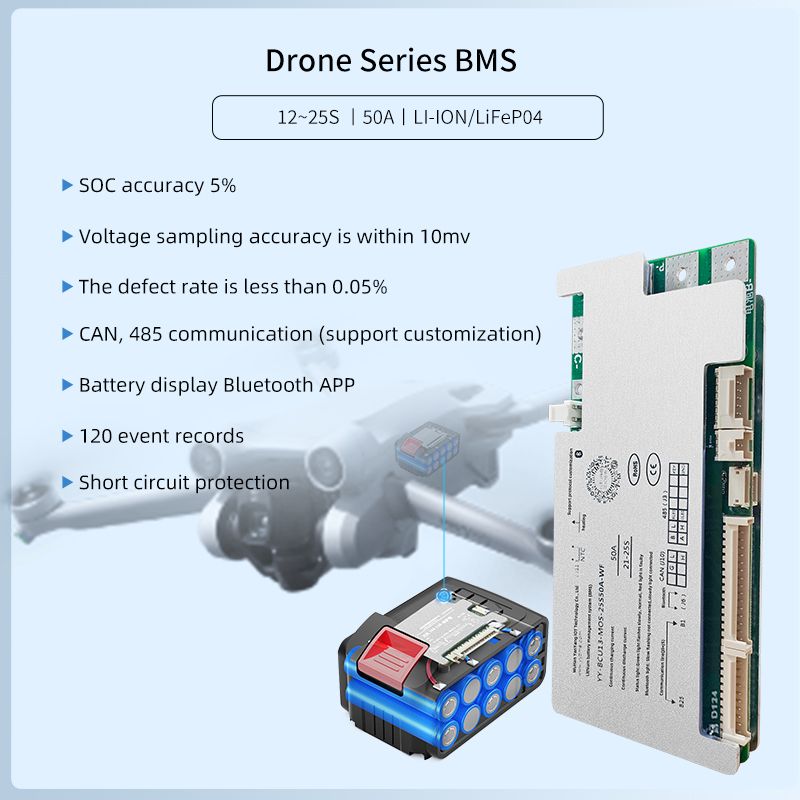 Smart 150A BMS PCBA for 24V 6S/7S/8S Lithium Battery Management System with RS485 UART Communication Yanyang YY-BCU12-MOS-8S150A