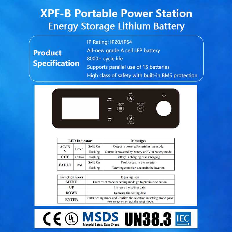 Portable Power Station 8000 Cycle 25.6V 51.2V 100Ah 2.56kWh 5.12kWh All in One LiFePO4 Energy Storage Battery Pack with Inverter