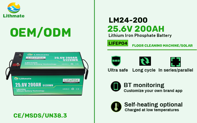 Floor Cleaning Machine Solar Marine Lifepo4 24 Volt Lithium Ion Batteries 24v 200ah Solar Battery