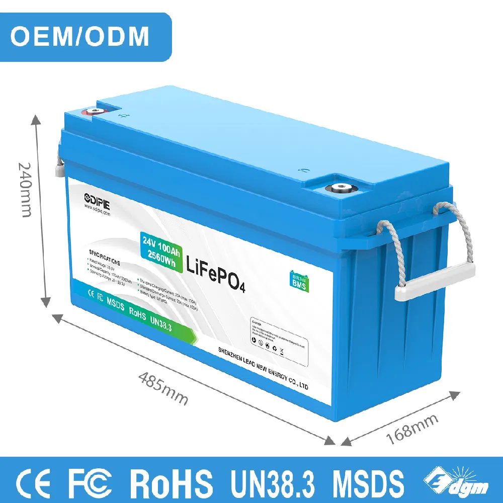 CE Certification 25.6V 24V 100ah 2.56kwh RV Marine Yacht LiFePO4 Lithium Battery Pack with Bluetooth OEM Factory