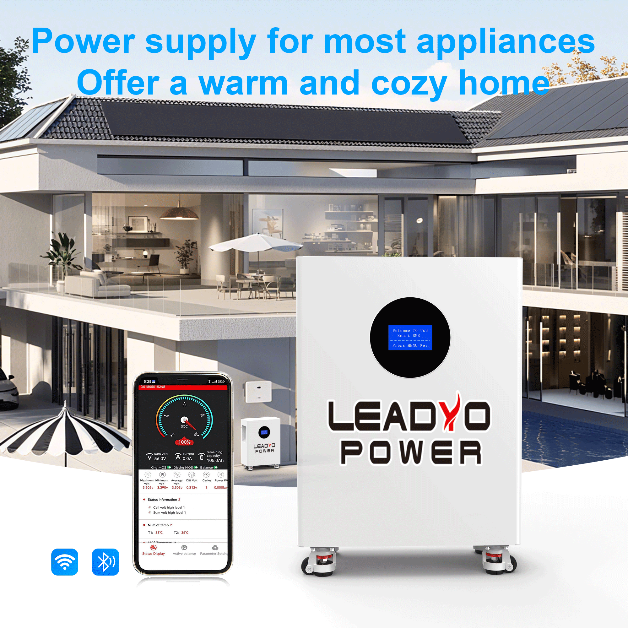 Home Solar Energy Storage LiFePO4 Lithium Ion Battery Pack 48V/51.2V 314Ah Stackable 6000 Cycles Vertical