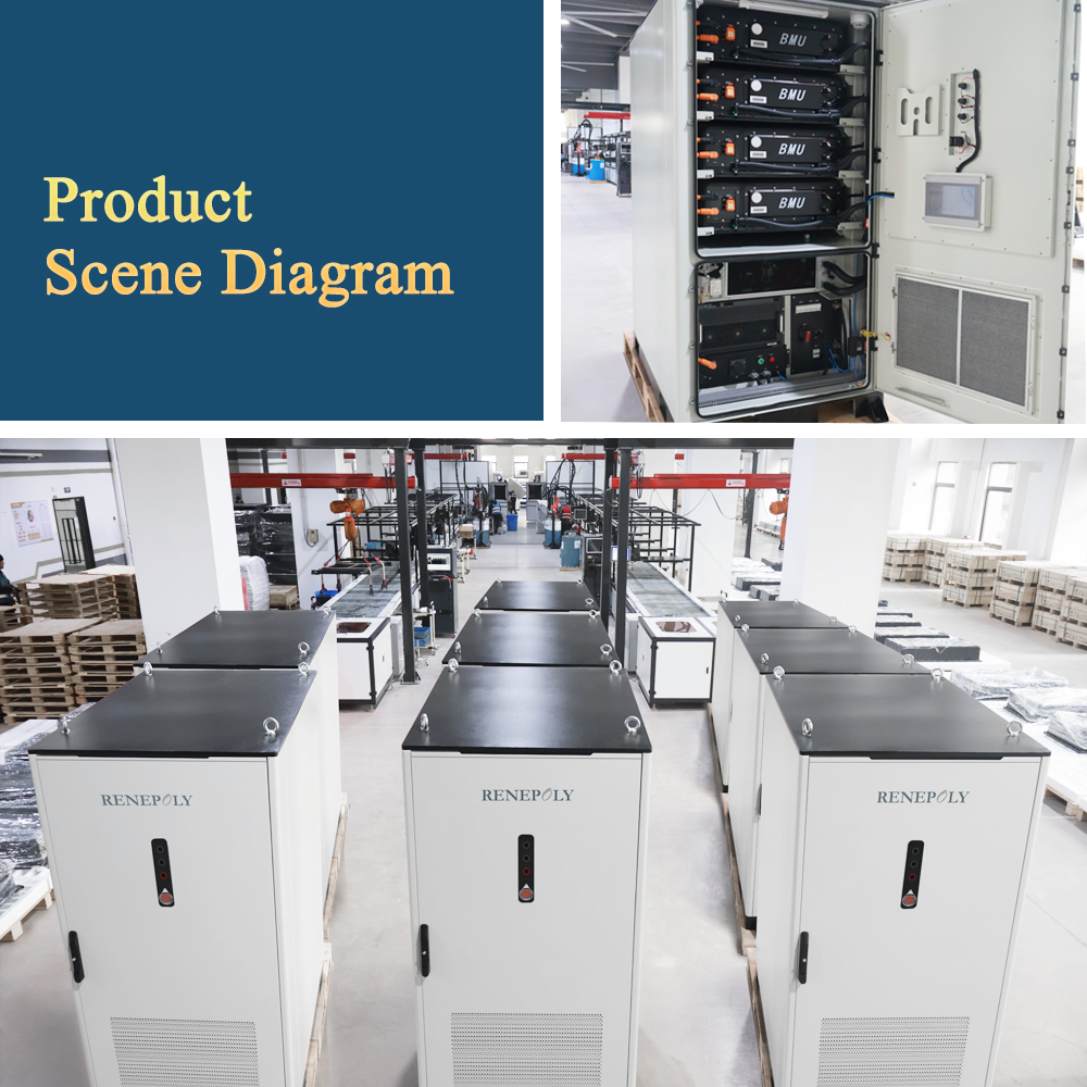 Renepoly LiFePO4 Battery Solar Power System off Grid Liquid Cooling 100kW 215kWh Industrial Commercial Energy Storage Cabinet