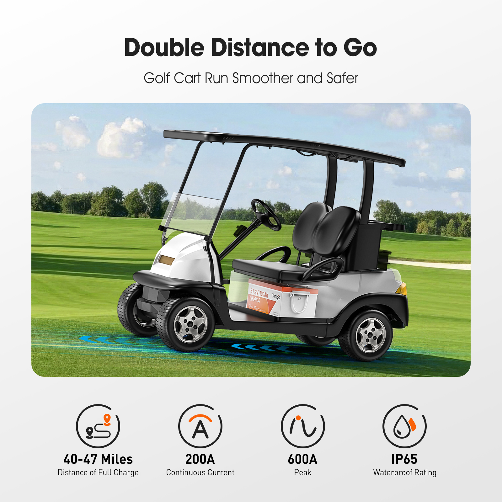 Bluetooth 48V 51.2V 100Ah LiFePO4 Battery Golf Cart Lithium Battery with 200A BMS 72AH 100AH 320Ah Golf Cart Lithium Battery