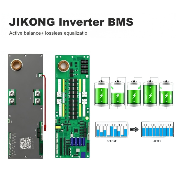 JKBMS for Lifepo4 Battery Bms 100A 200A JIKONG Smart BMS 8S 16S 48V With BT CAN RS485 UART Active Balance 1A 2A JK Inverter Bms