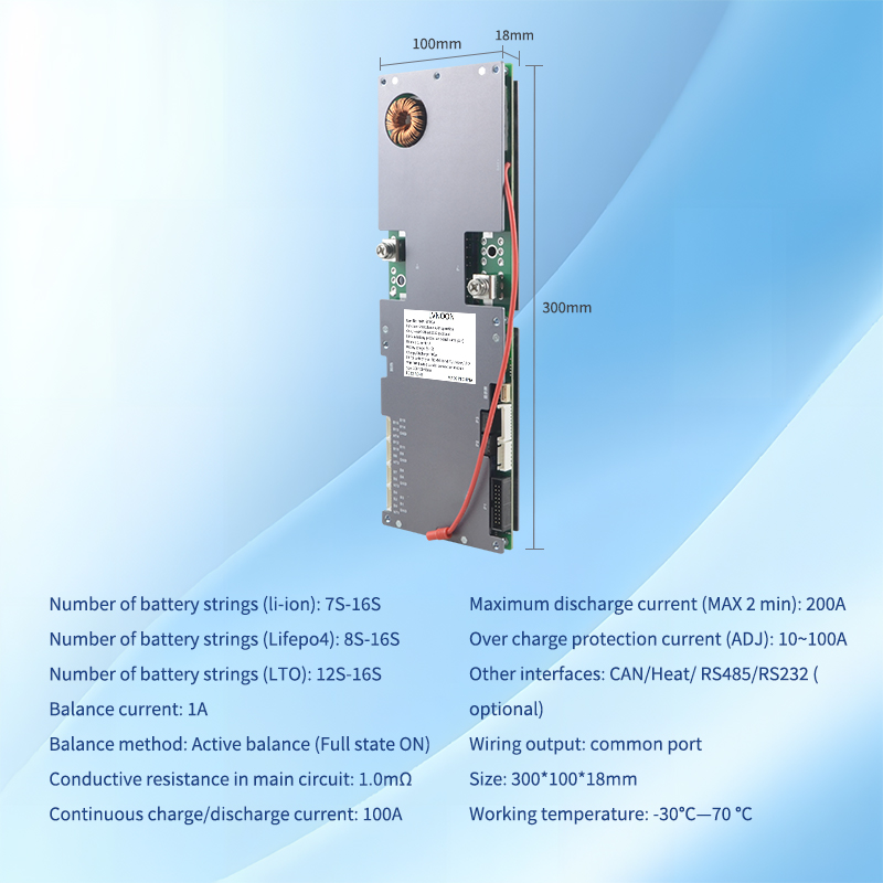 LVNOON PB1A2A Smart Active BMS for Li-ion NCM LFP LiFePo4 LTO 7S 10S 12S 12S 16S 48V 51.2V 100A 150A 200A Home Energy BMS