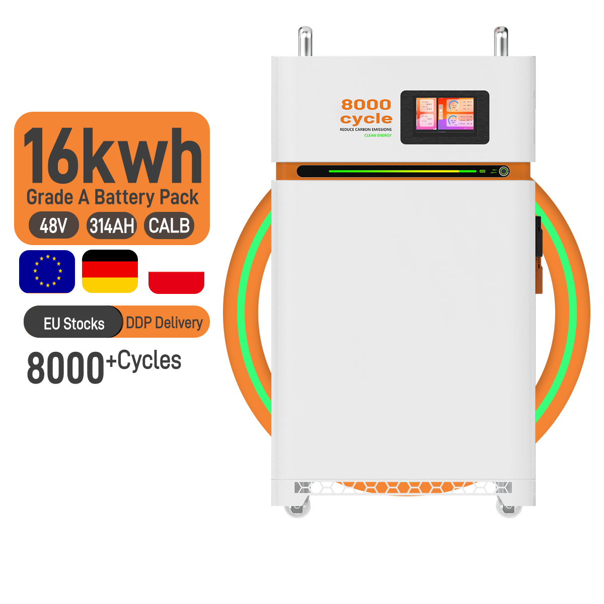 Poland EU 16kwh Lifepo4 48V 314Ah Lithium Battery 16S 200A BMS CAN RS485 Communication for Home Energy Storage RV Solar Off-Grid