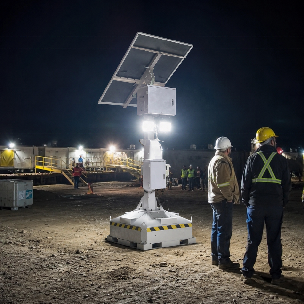 CE ISO Certified LED Portable Foldable Design Solar Lighting Tower With Stable Voltage Output For Parking Lots