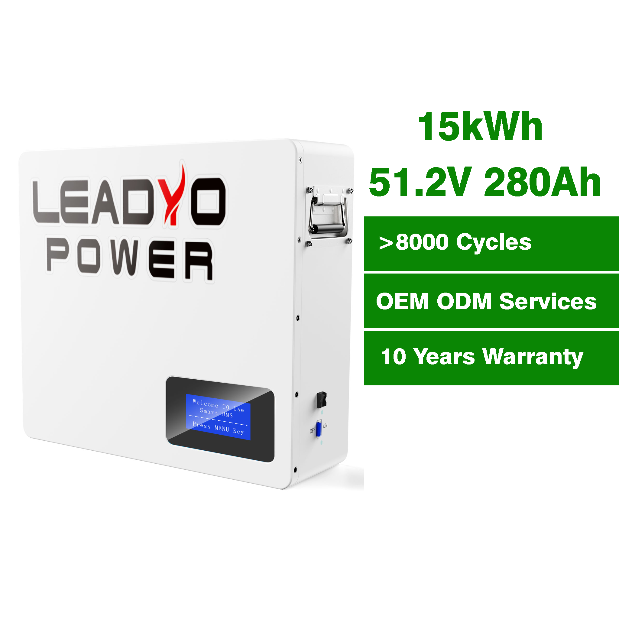 Wall Mounted 48V 15kWh LiFePO4 Solar Home Energy Storage Battery Pack Split CAN Communication