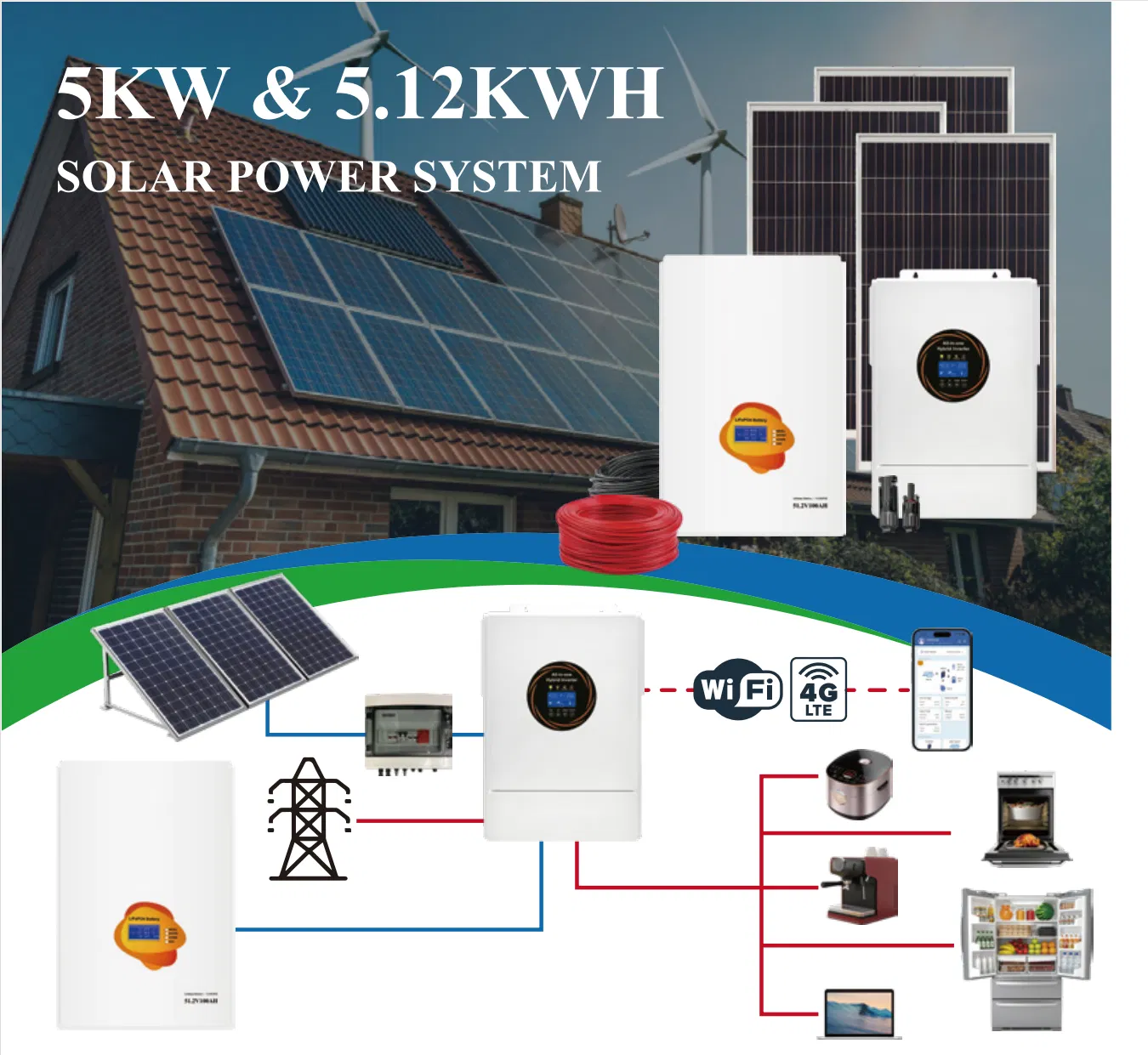 Complete Commercial Solar Power System 30kw 50kw Hybrid Inverter Solar Panel System Industrial Solar Energy Power System with Lithium Battery