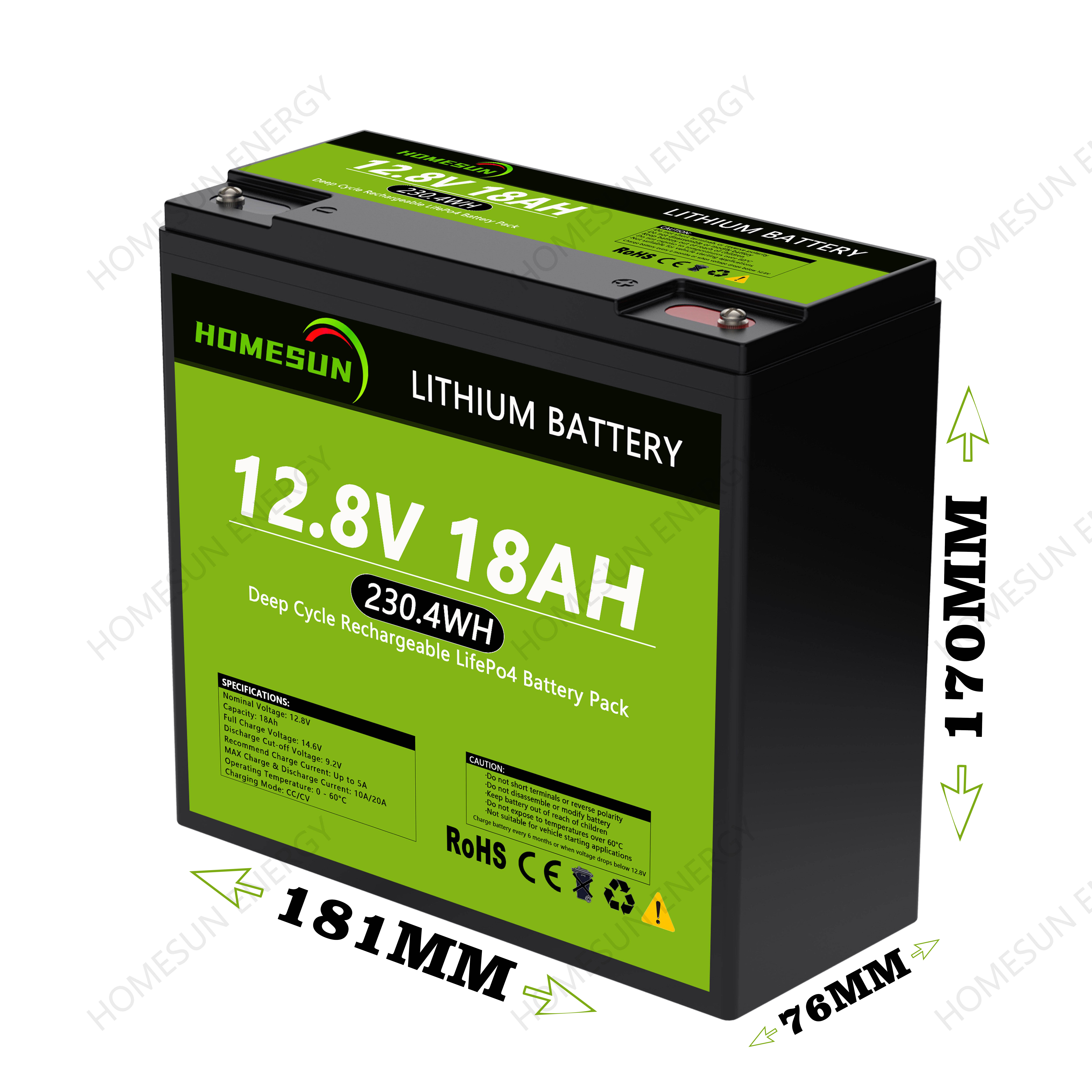 12.8V 18AH Side