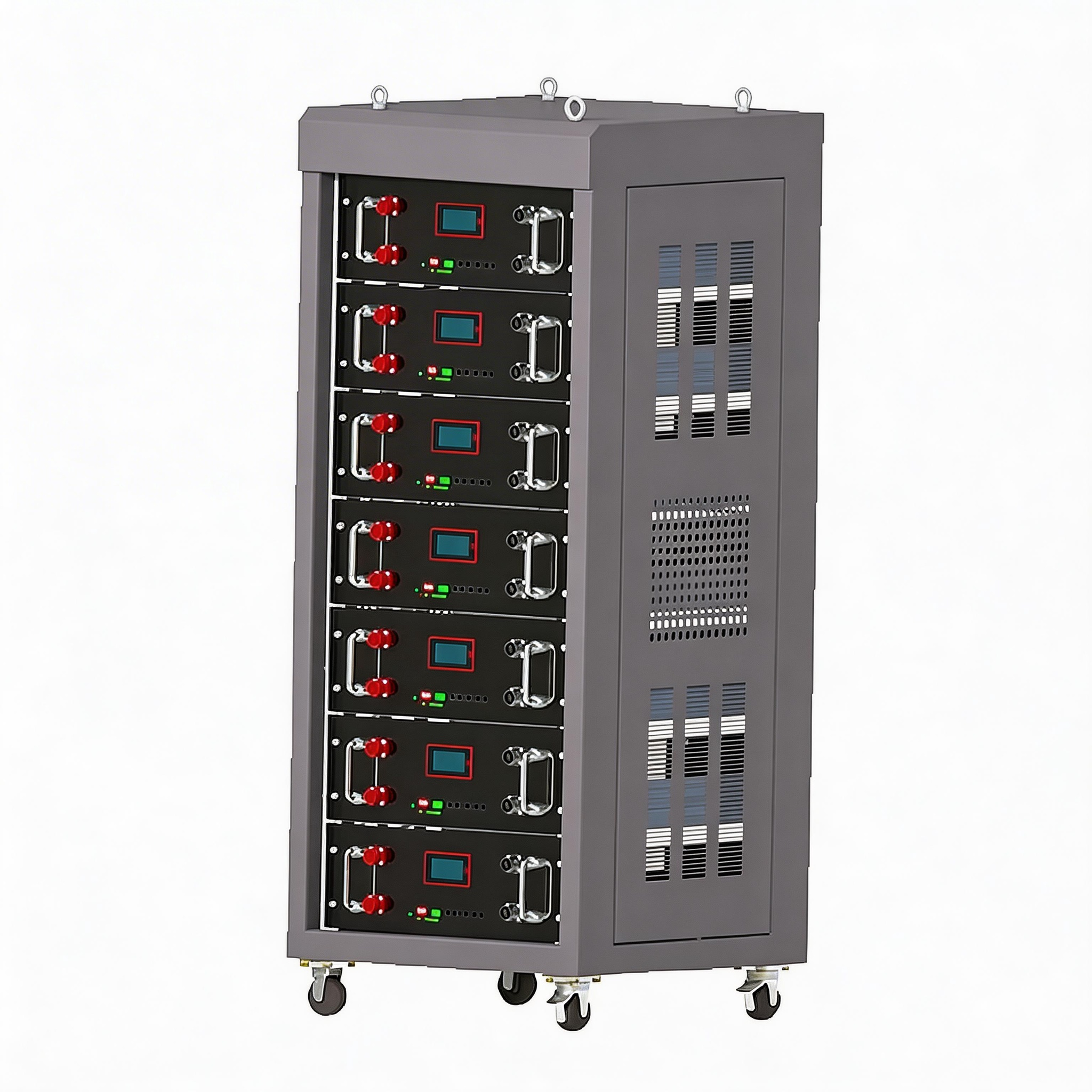Commercial Vertical Energy Storage Cabinet 51.2V600AH LiFePO4 30.7KWh 55kVA Smart BMS IP54