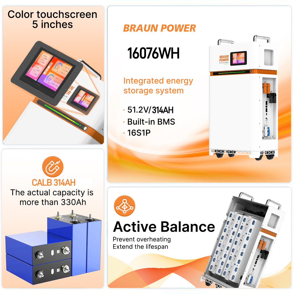 Poland EU 16kwh Lifepo4 48V 314Ah Lithium Battery 16S 200A BMS CAN RS485 Communication for Home Energy Storage RV Solar Off-Grid