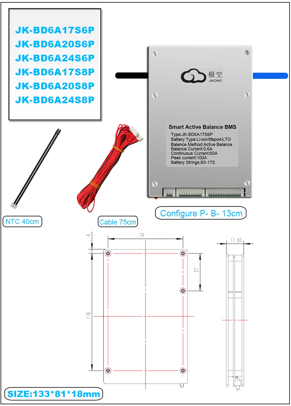 JK BMS Specifications Table