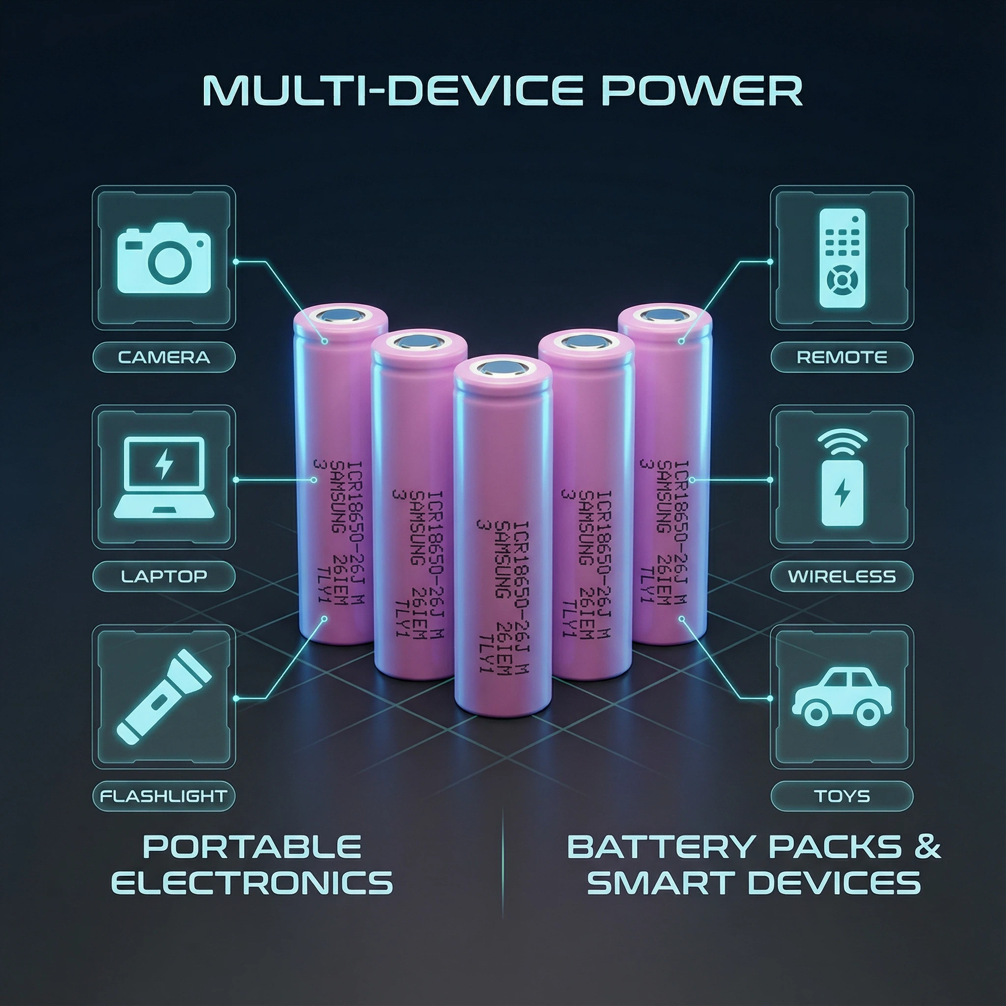 3.7V Li Ion ICR18650-26J 3.6V 2600mAh 2200mAh 2500mAh 3000mAh Rechargeable Cylindrical 2C 18650 Li-ion Battery for Toys