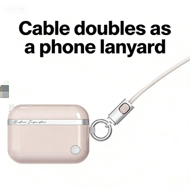 10000mAh Power Bank Detachable USB C Cable Phone Lanyard Style LED Display for Travel Emergency Charging
