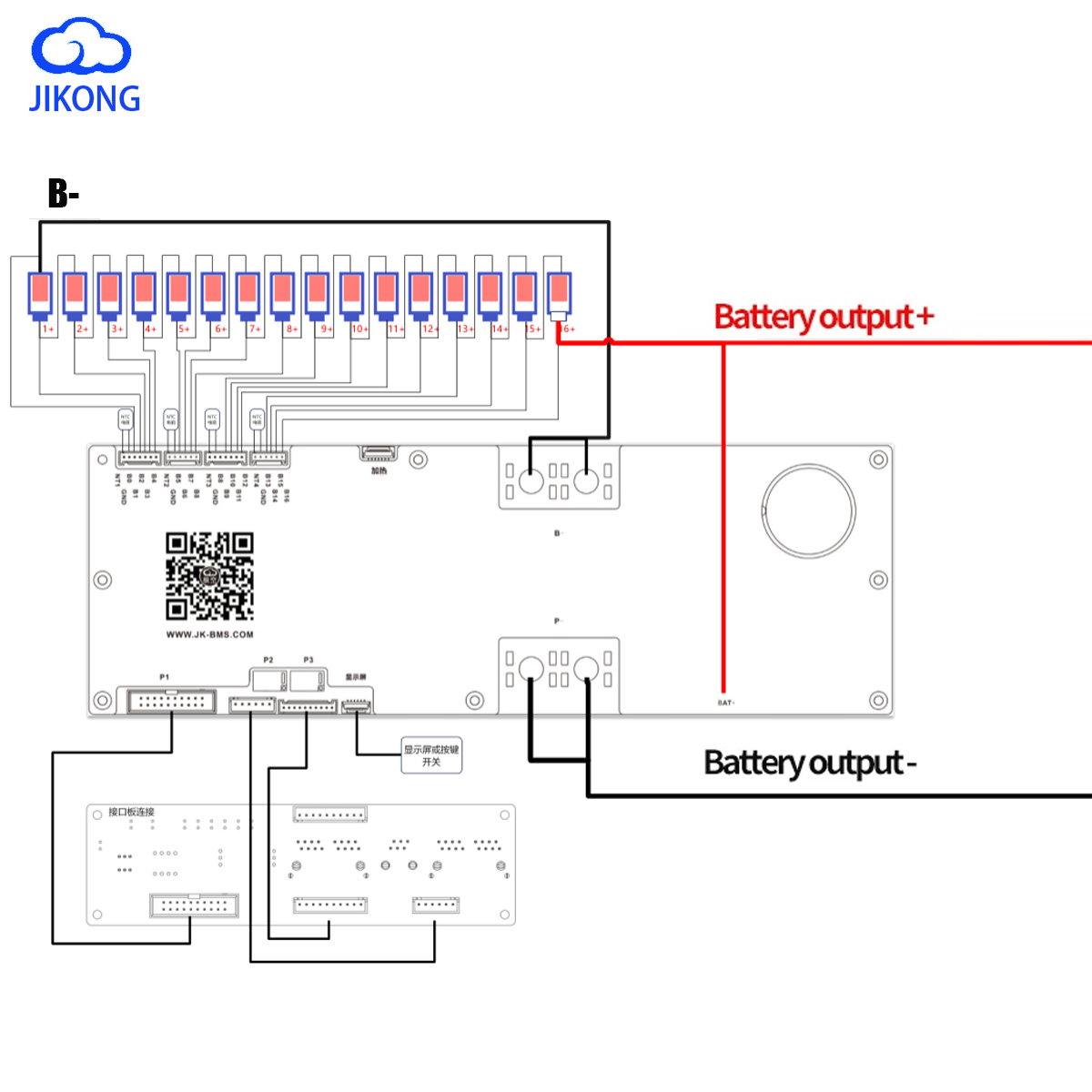 JK-PB1A16S20P JK BMS V19 PCBA Lithium Battery Lifepo4 TPO BMS with 16S 48V 200A Battery Management System JIKONG JK BMS 48V