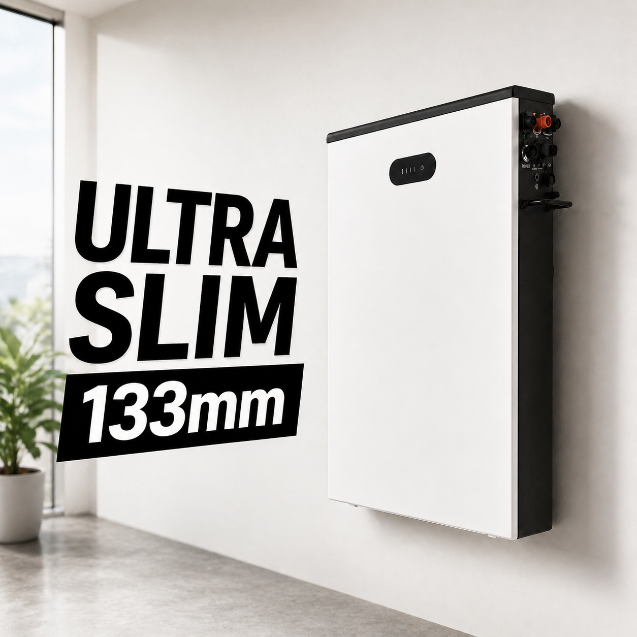 Ultra-Slim 51.2V 6.5kWh LiFePO4 Battery Wall-Mounted Home Energy Storage System 8000+ Cycles