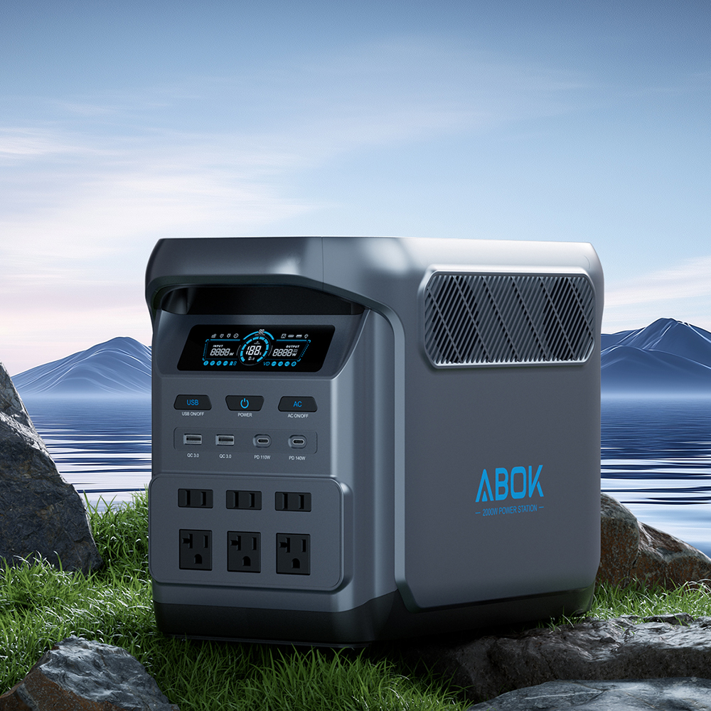 ABOK 1800W Portable Power Station 1024Wh LiFePO4 Solar Generator UPS Home Backup Emergency RV Camping EU US Local Warehouse