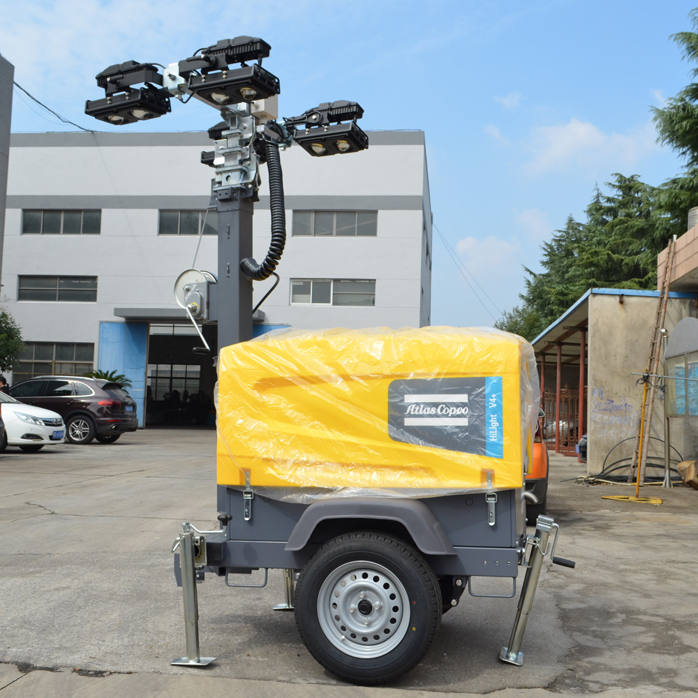 Atlas Copco HiLight V4+ Mobile LED Light Towers 5m Portable Lighting Construction Sites Powered