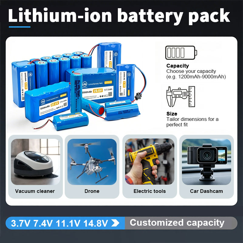 Custom DIY 3.7v 7.4v 12v 14.8v 6Ah 8Ah 10Ah 14Ah 16Ah 18Ah 21Ah Rechargeable Lifepo4 Lithium Li Ion 18650 Battery Pack with BMS