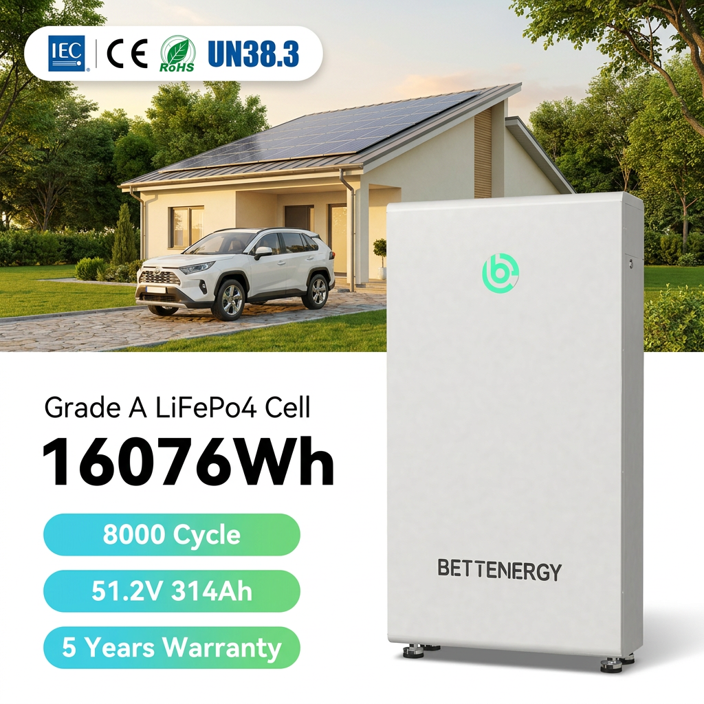 8000 Cycles 10-year Warranty 15kw Lifepo4 Battery 16kwh Lithium Ion Solar Battery 51.2v 314AH Lifepo4 for Home Energy Storage